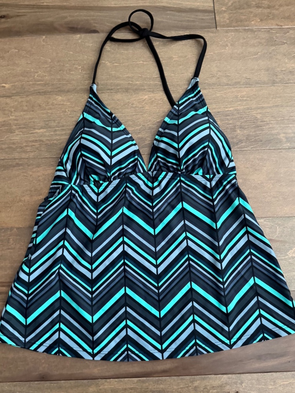 Aqua and Grey Tankini Top